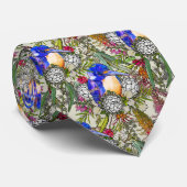 Kingfisher en Native Australian Flowers Stropdas (Opgerold)