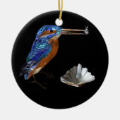 KINGFISHER EN SEASHELLEN BLUE SAPPHIRE MONOGRAM KERAMISCH ORNAMENT (Voorkant)
