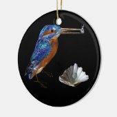 KINGFISHER EN SEASHELLEN BLUE SAPPHIRE MONOGRAM KERAMISCH ORNAMENT (Links)