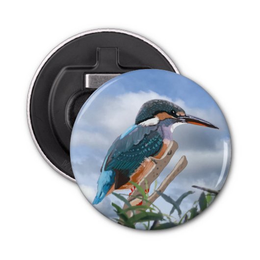 Kingfisher en Willow Button Flesopener (Voorkant)