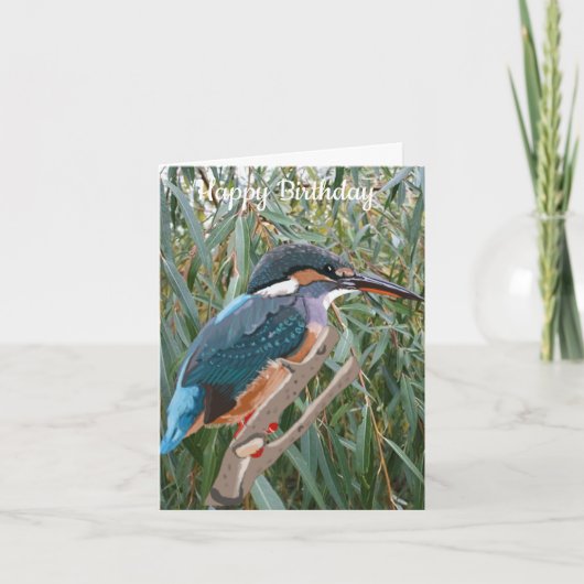Kingfisher en Willow editable Birthday Kaart (Voorkant)