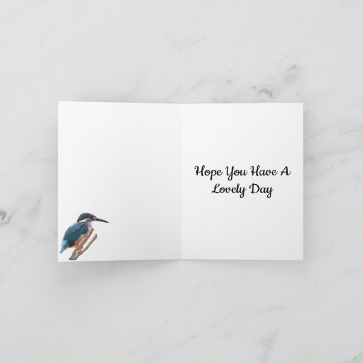 Kingfisher en Willow editable Birthday Kaart (Binnen)