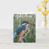 Kingfisher en Willow editable Birthday Kaart (Gele Bloem)