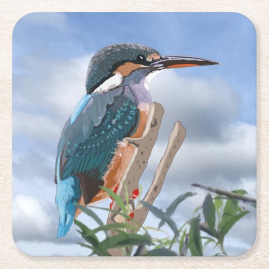 Kingfisher en Willow Kartonnen Onderzetters (Voorkant)