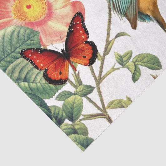 Kingfisher, Flowers Butterflies ontkoppeling Tissuepapier (Detail)