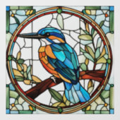 Kingfisher Glas in lood Sinaasappel Blauwe Vogel Raamsticker (Vel)