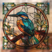 Kingfisher Glas in lood Sinaasappel Blauwe Vogel Raamsticker (Vel 2)