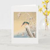 Kingfisher in de sneeuw kaart (Gele Bloem)