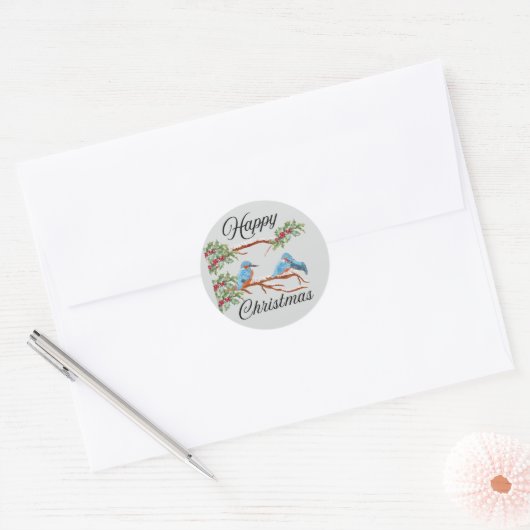 Kingfisher Kerstmis Ronde Sticker (Envelop)