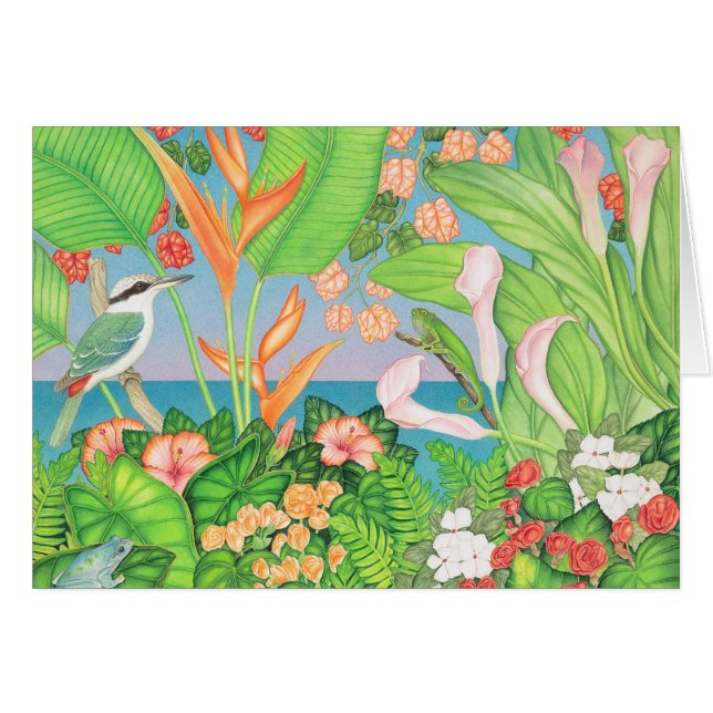 Kingfisher, kikker en hagedis met rode rugdekking (Voorkant Horizontaal)