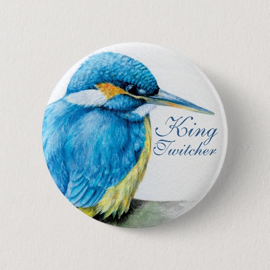 Kingfisher King Twitcher-knop/badge Ronde Button 5,7 Cm (Voorkant)