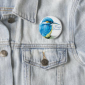 Kingfisher King Twitcher-knop/badge Ronde Button 5,7 Cm (In situ)
