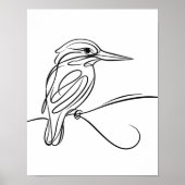 Kingfisher Line Art Irish River Wildlife Poster (Voorkant)