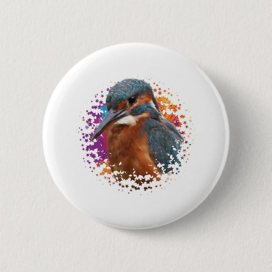 Kingfisher met kleurrijke achtergrond ronde button 5,7 cm (Voorkant)