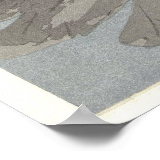 Kingfisher met Lotus Flower - Archiefdruk Poster (Hoek)