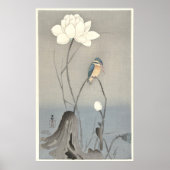 Kingfisher met Lotus Flower - Archiefdruk Poster (Voorkant)