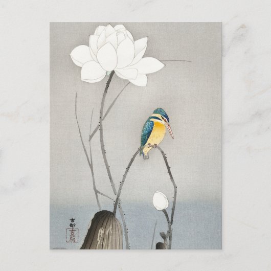 Kingfisher met Lotus Flower door Ohara Koson Briefkaart (Voorkant)