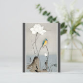 Kingfisher met Lotus Flower Ohara Koson charcoal Briefkaart (Staand voorkant)