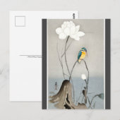 Kingfisher met Lotus Flower Ohara Koson charcoal Briefkaart (Voorkant / Achterkant)
