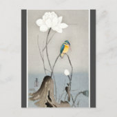 Kingfisher met Lotus Flower Ohara Koson charcoal Briefkaart (Voorkant)