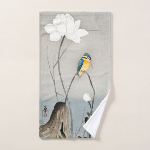 Kingfisher met Lotus Flower - Ohara Koson - Hand Handdoek