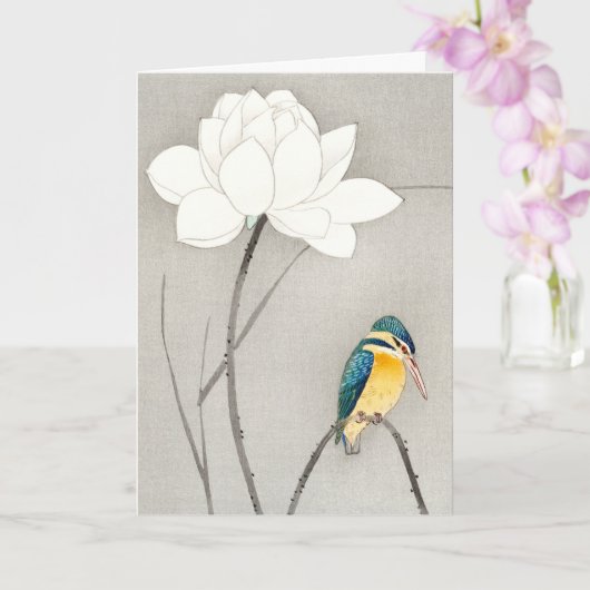 Kingfisher met Lotus Flower Ohara Koson vergroot Kaart (Orchidee)