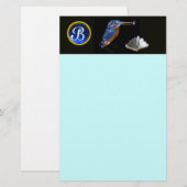 KINGFISHER MONOGRAM, Blue Sapphire, Black Briefpapier (Voorkant / Achterkant)