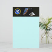 KINGFISHER MONOGRAM, Blue Sapphire, Black Briefpapier (Staand voorkant)