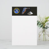 KINGFISHER MONOGRAM, Blue Sapphire, Black Briefpapier (Staand voorkant)