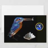 KINGFISHER MONOGRAM, Blue Sapphire, Black Briefpapier (Voorkant / Achterkant)