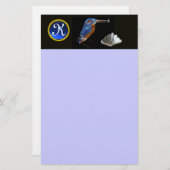 KINGFISHER MONOGRAM, Blue Sapphire, Black Briefpapier (Voorkant / Achterkant)