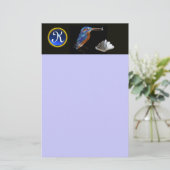 KINGFISHER MONOGRAM, Blue Sapphire, Black Briefpapier (Staand voorkant)
