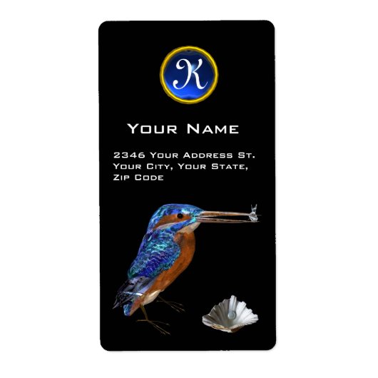 KINGFISHER MONOGRAM, Electric Blue, Sapphire Etiket (Voorkant)