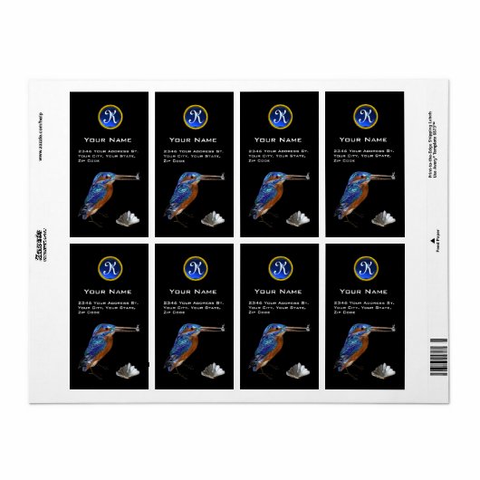 KINGFISHER MONOGRAM, Electric Blue, Sapphire Etiket (Full Sheet)