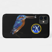 KINGFISHER MONOGRAM, elektrisch blauw, zwart Case-Mate iPhone Case (Achterkant (horizontaal))