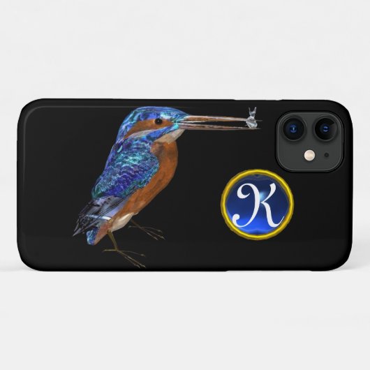 KINGFISHER MONOGRAM, elektrisch blauw, zwart Case-Mate iPhone Case (Achterkant (horizontaal))