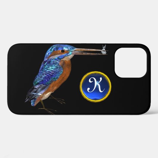 KINGFISHER MONOGRAM, elektrisch blauw, zwart Case-Mate iPhone Case (Achterkant (horizontaal))