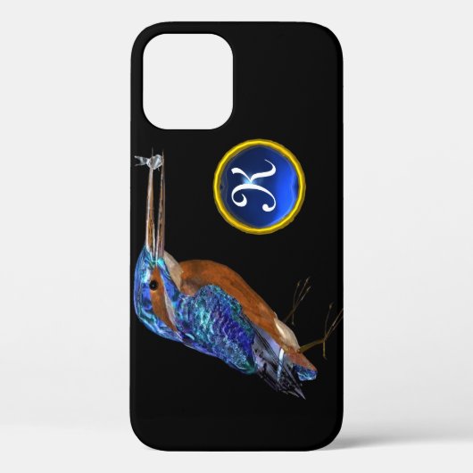 KINGFISHER MONOGRAM, elektrisch blauw, zwart Case-Mate iPhone Case (Achterkant)