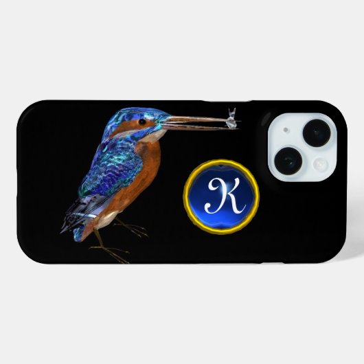 KINGFISHER MONOGRAM, elektrisch blauw, zwart Case-Mate iPhone Case (Achterkant (horizontaal))