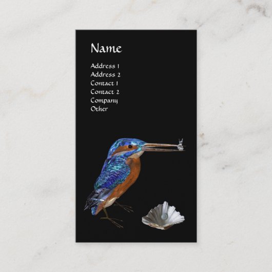 KINGFISHER MONOGRAM, Elektrisch Blauw, Zwart, Pear Visitekaartje (Voorkant)