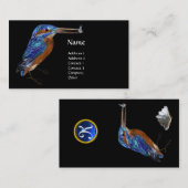 KINGFISHER MONOGRAM, elektrisch blauw, zwart Visitekaartje (Voorkant / Achterkant)