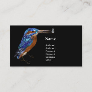 KINGFISHER MONOGRAM, elektrisch blauw, zwart Visitekaartje