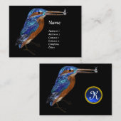 KINGFISHER MONOGRAM, elektrisch blauw, zwart Visitekaartje (Voorkant / Achterkant)