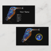 KINGFISHER MONOGRAM, elektrisch blauw, zwart Visitekaartje (Voorkant / Achterkant)