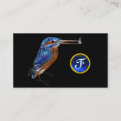 KINGFISHER MONOGRAM, elektrisch blauw, zwart Visitekaartje (Achterkant)