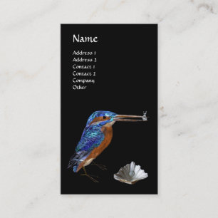 KINGFISHER MONOGRAM, elektrisch blauw, zwart Visitekaartje