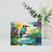 Kingfisher neergestreken over water Wildbloemen Ve Briefkaart (Staand voorkant)