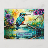 Kingfisher neergestreken over water Wildbloemen Ve Briefkaart (Voorkant)