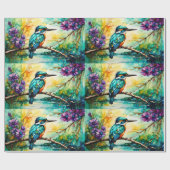 Kingfisher neergestreken over water Wilde bloemen Cadeaupapier (Vlak)