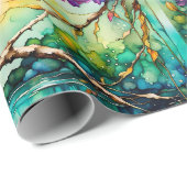 Kingfisher neergestreken over water Wilde bloemen Cadeaupapier (Rol Hoek)